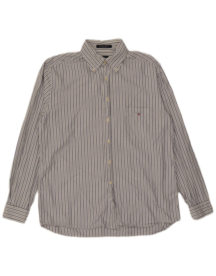 Gant Mens Shirt Medium Blue Striped Cotton
