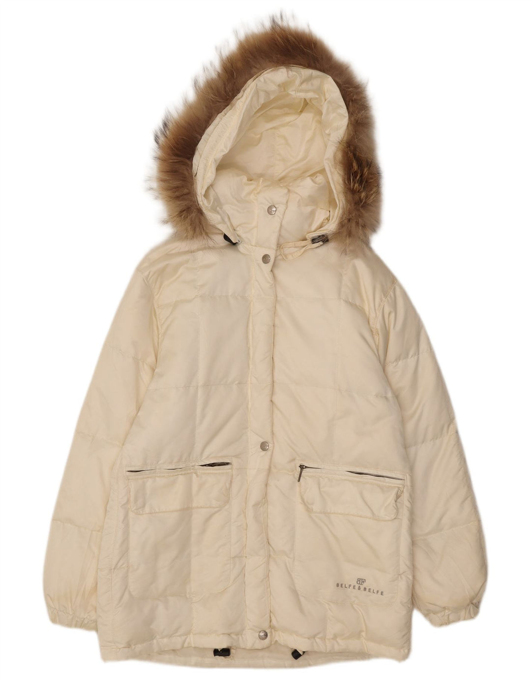 BELFE & BELFE Womens Hooded Padded Jacket IT 42 Medium White