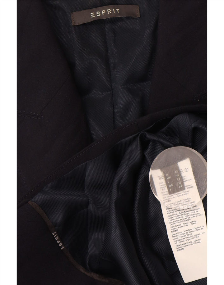 Esprit Womens 2 Button Blazer Jacket UK 16 Large Navy Blue Polyester