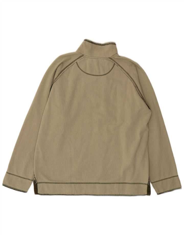 Fat Face Mens Zip Neck Sweatshirt Jumper Medium Khaki Cotton