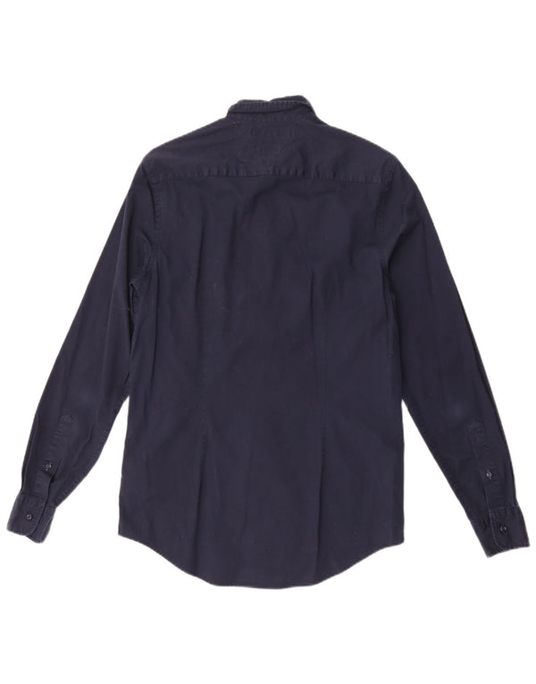 Tommy Hilfiger Mens Slim Fit Shirt Medium Navy Blue Cotton