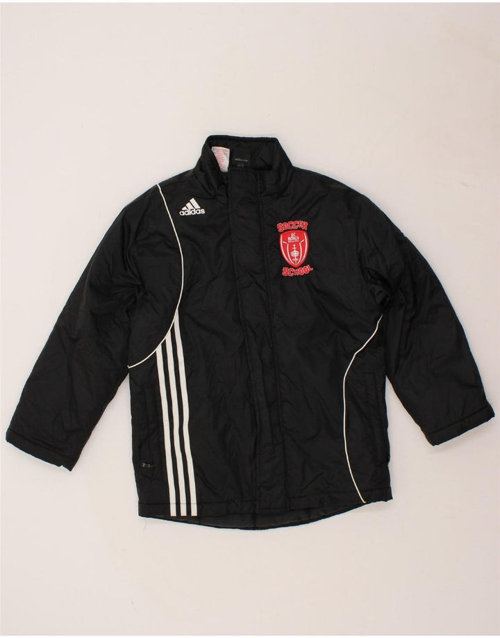 ADIDAS Boys AC Monza Windbreaker Jacket 9-10 Years Small Black Polyester Vintage Adidas and Second-Hand Adidas from Messina Hembry 