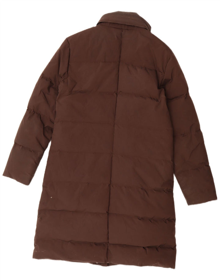 Aspesi Wattierter Damenmantel mit Kapuze, UK 14, mittelbraunes Nylon