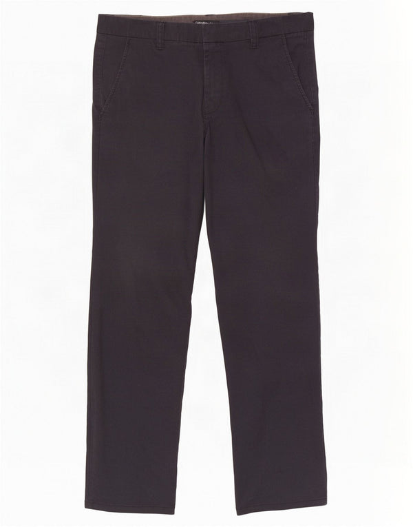 Calvin Klein Mens Slim Chino Trousers W32 L31 Black Pinstripe Cotton