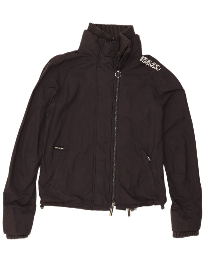 Superdry Womens Rain Jacket UK 14 Medium Black Nylon
