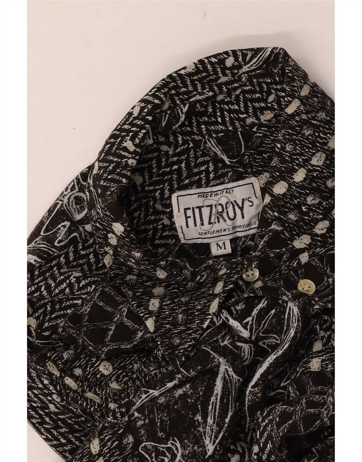 Vintage Mens Short Sleeve Shirt Medium Black Patchwork