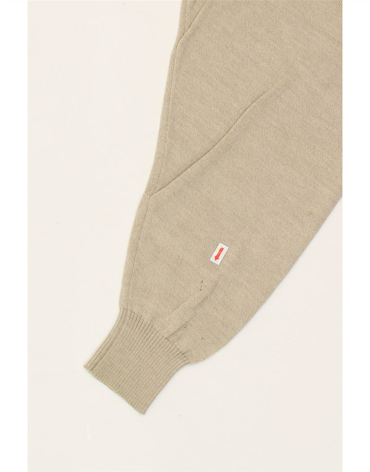 VINTAGE Mens V-Neck Jumper Sweater Large Beige Wool Vintage Vintage and Second-Hand Vintage from Messina Hembry 