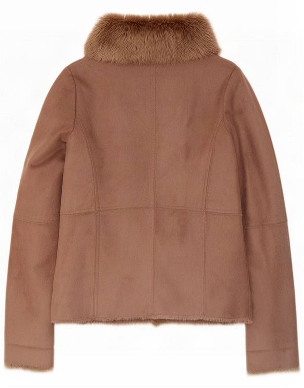 Chaqueta Sherpa abierta Oasis para mujer UK 10 Small Marrón Poliéster