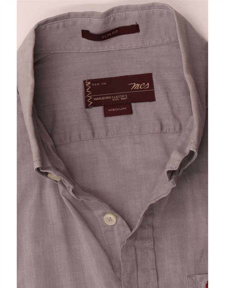 Marlboro Classics Mens Slim Fit Shirt Medium Grey