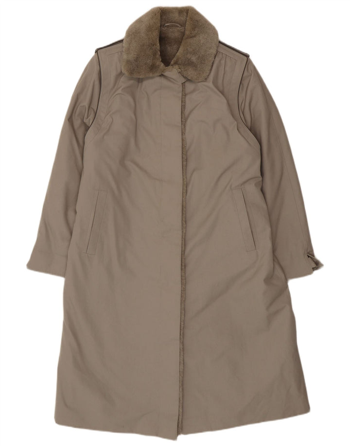 Sobretudo Sherpa feminino vintage Reino Unido 16 poliéster cinza grande