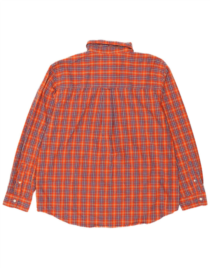 Chaps Mens Shirt XL Orange Check Cotton