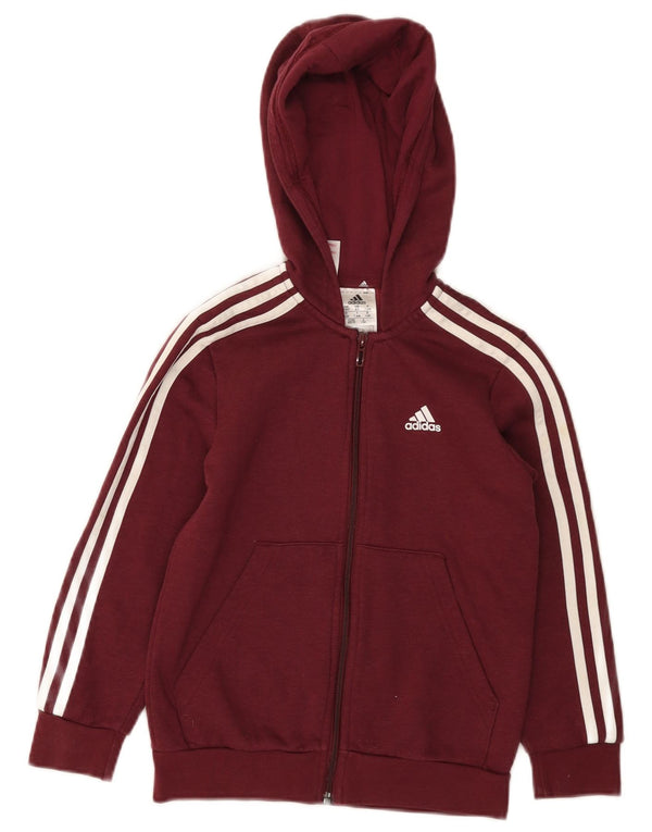 Adidas hættetrøje med lynlås til piger 7-8 år Bourgogne bomuld