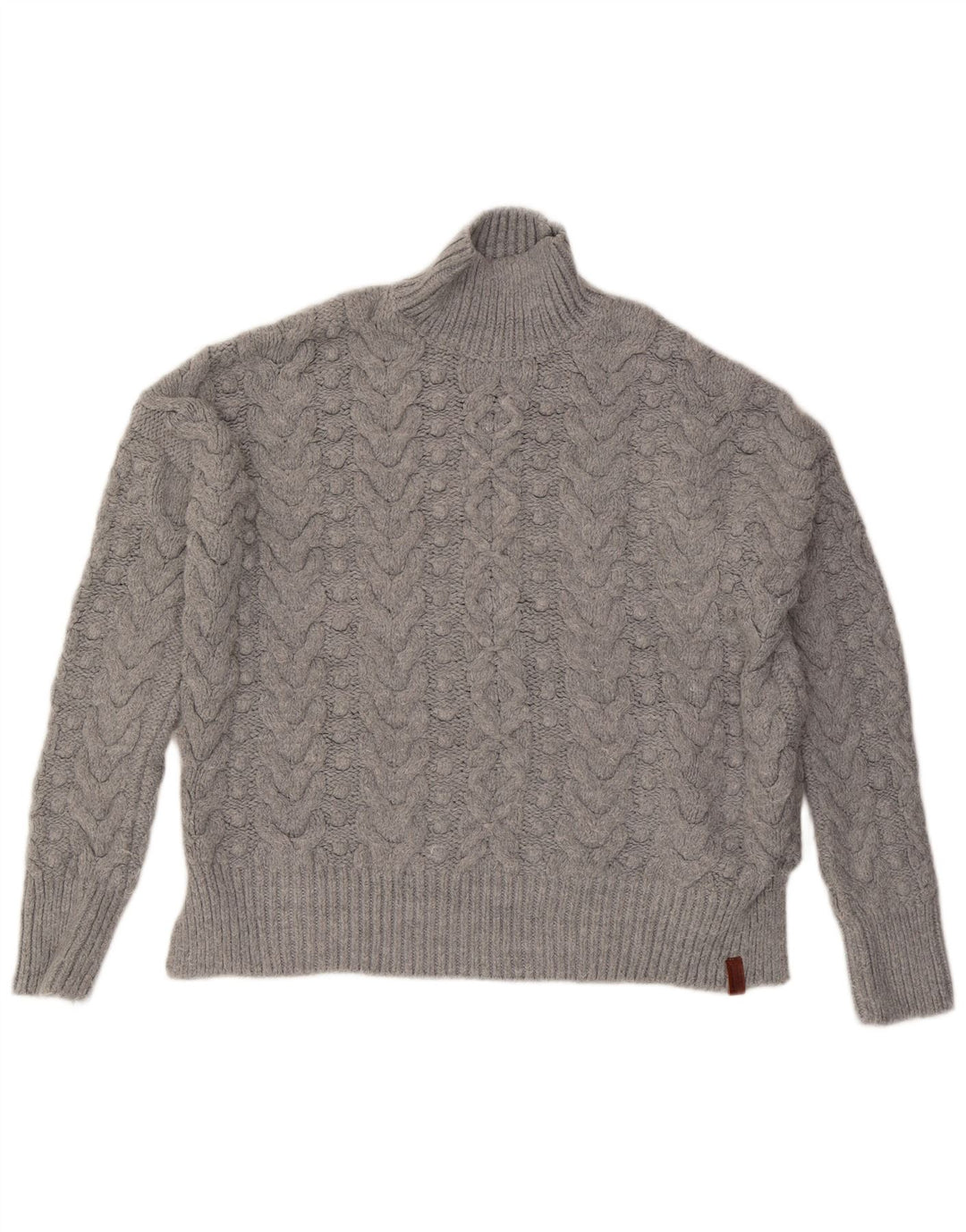 Superdry Womens Oversized Turtle Neck Jumper Sweater UK 14 Medium Grey