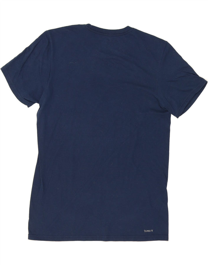 ADIDAS Mens Climalite Graphic T-Shirt Top Medium Navy Blue Vintage Adidas and Second-Hand Adidas from Messina Hembry 