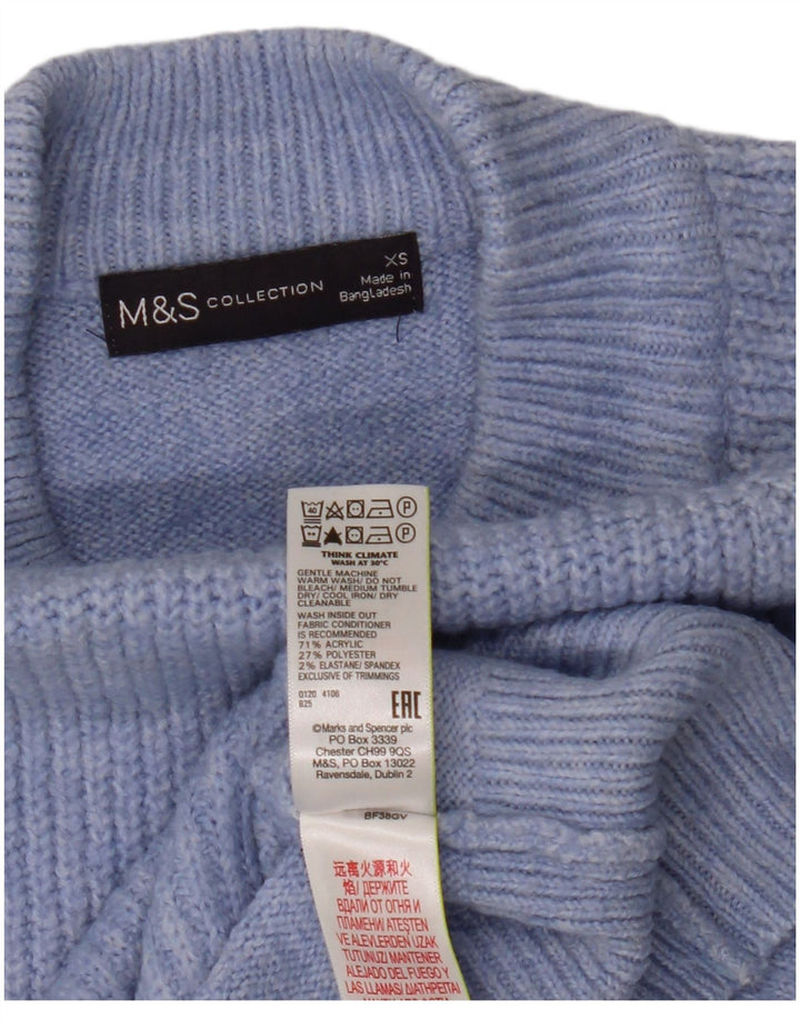 Marks & Spencer Womens Oversized Turtle Neck Jumper Sweater UK 6 XS Blue