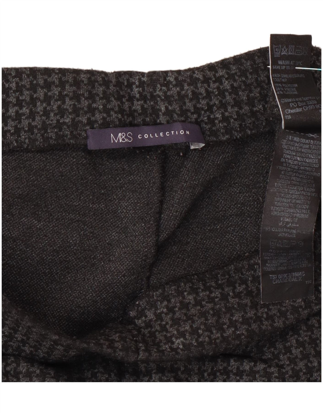 Marks & Spencer Womens Trousers UK 14 Large W32 L27 Grey Houndstooth