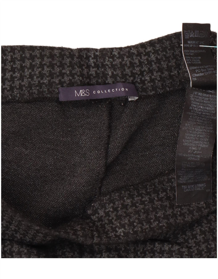 Marks & Spencer Womens Trousers UK 14 Large W32 L27 Grey Houndstooth