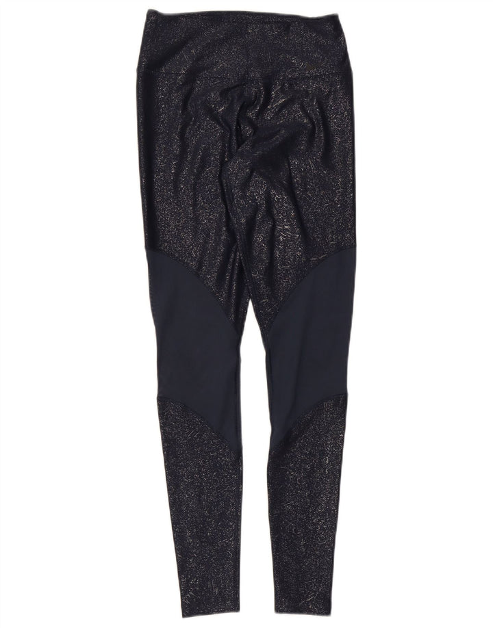 Nike Womens Leggings UK 4 XS  Navy Blue Colourblock Polyester