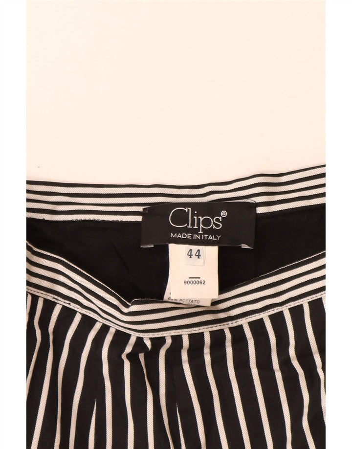 Clips Womens A-Line Skirt IT 44 Medium W28 Black Pinstripe Acetate