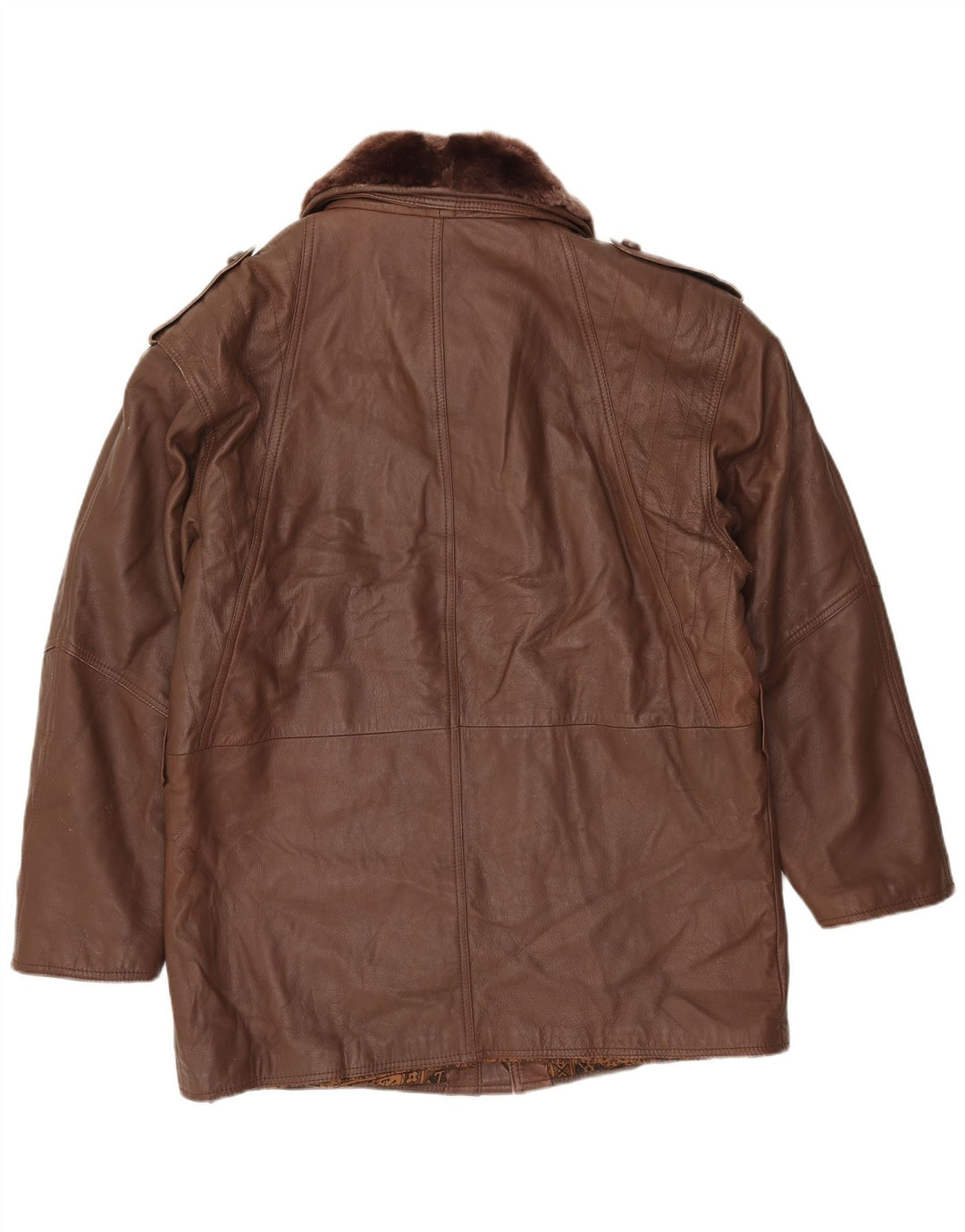 Vintage Mens Leather Jacket IT 52 XL Brown Leather