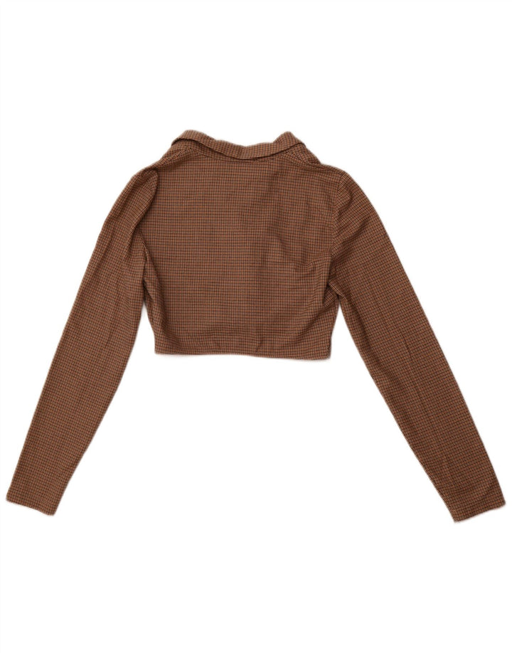 Crop Top cu mânecă lungă pentru femei ZARA UK 12 Poliester cu picior de gală maro mediu