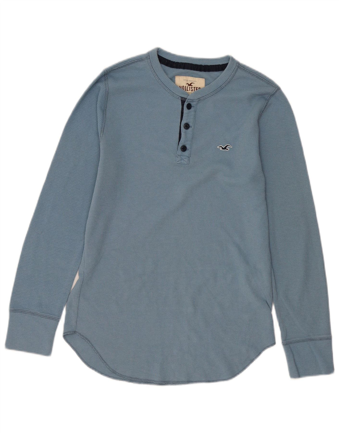 Hollister Mens Top Long Sleeve Small Blue Cotton