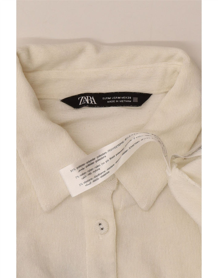 Zara Oversized skjorte til kvinder UK 14 Medium White Polyester