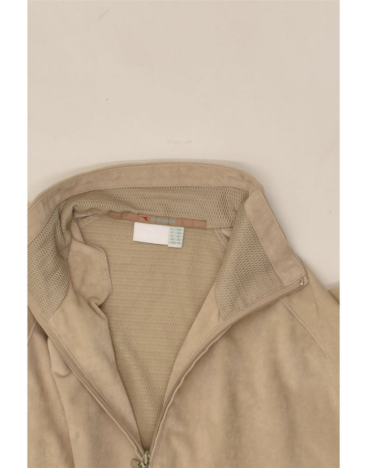 DIADORA Womens Tracksuit Top Jacket UK 16 Large Beige Polyester | Vintage Diadora | Thrift | Second-Hand Diadora | Used Clothing | Messina Hembry 