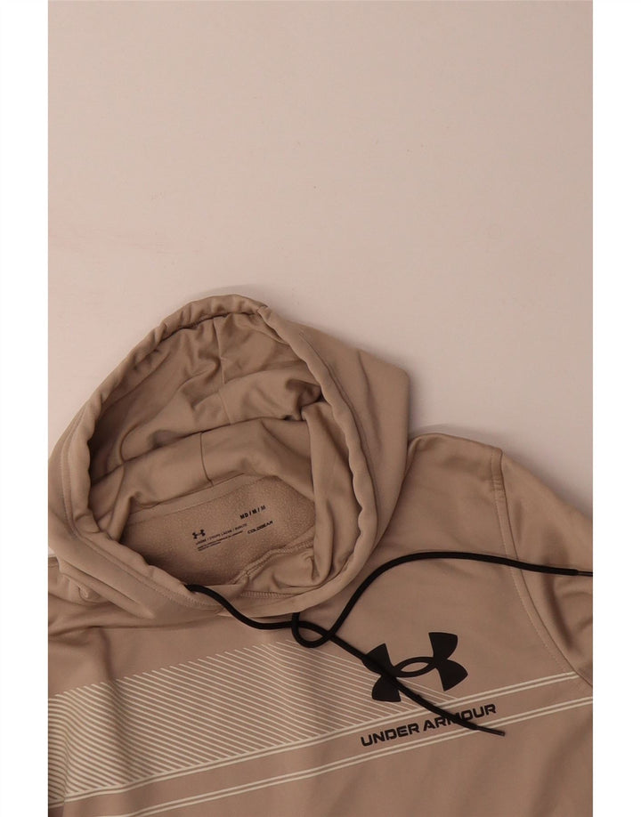 UNDER ARMOUR Mens Cold Gear Hoodie Jumper Medium Beige Striped Polyester