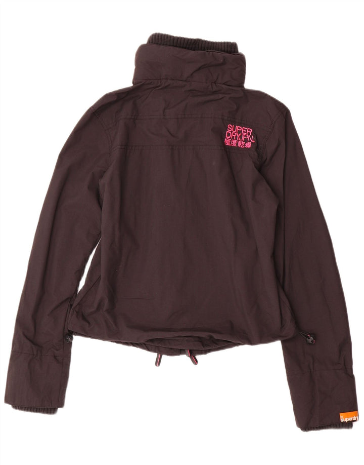 Superdry Womens Windcheater Graphic Windbreaker Jacket UK 12 Medium Black