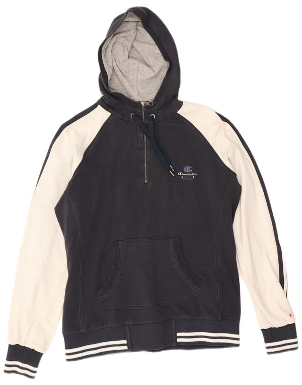 Champion Womens Heritage Classics Hoodie Jumper UK 14 Large Navy Blue