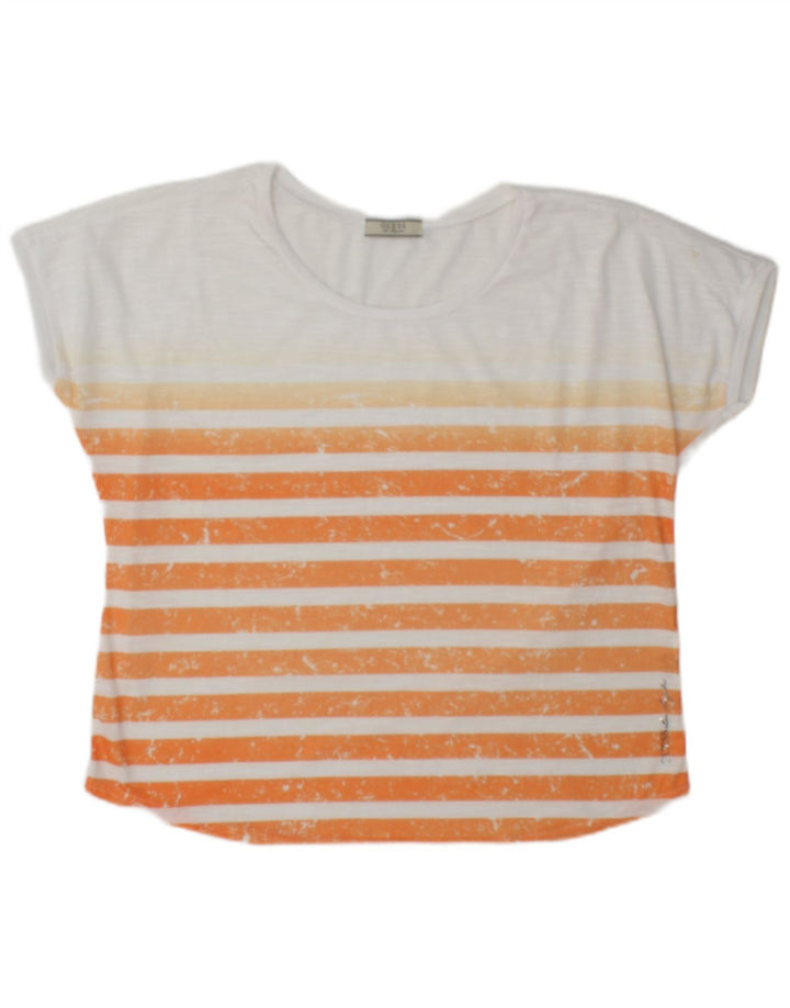 Guess Womens T-Shirt Top UK 14 Medium White Striped