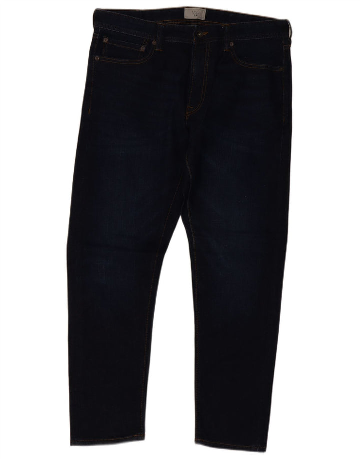 Marks & Spencer Mens Slim Jeans W34 L29 Navy Blue Cotton