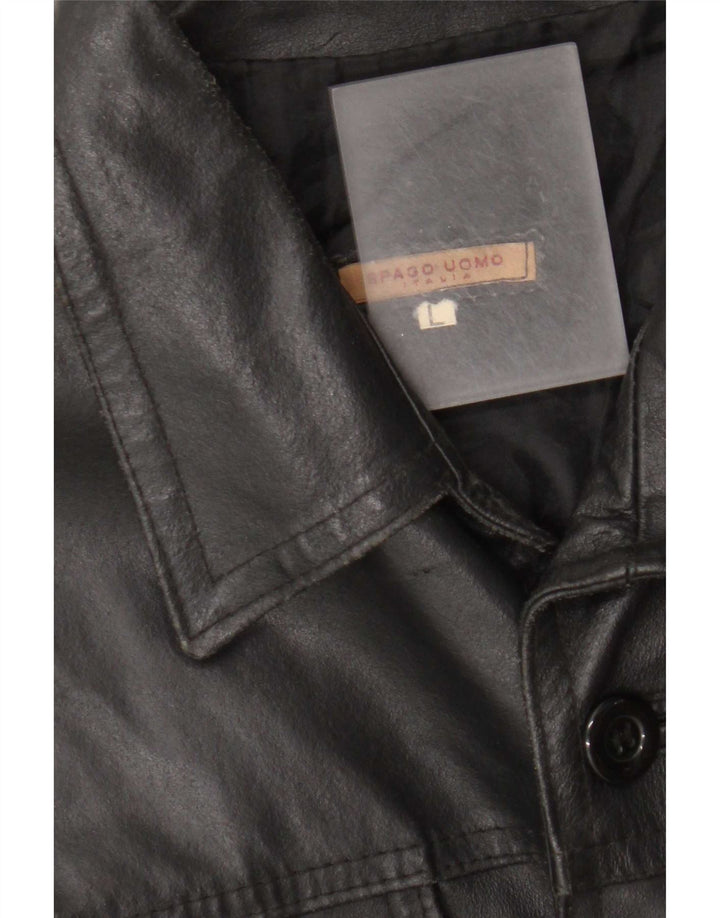 Spago Mens Leather Jacket UK 40 Large Black