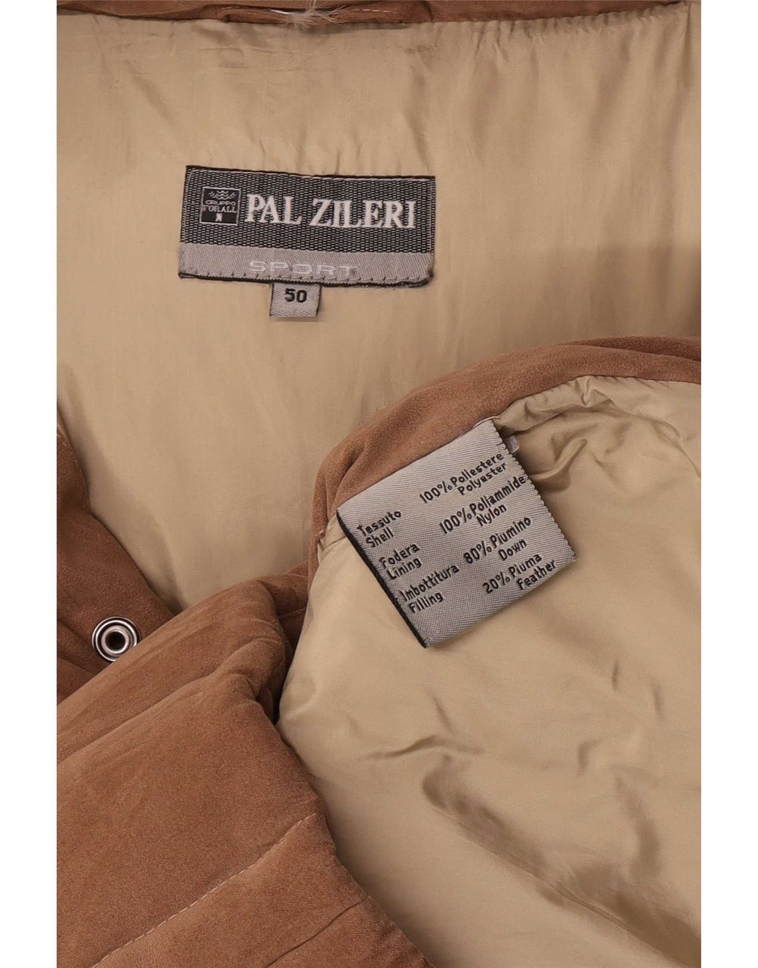 Pal Zileri Herre hættepolstret jakke IT 50 Stor brun polyester