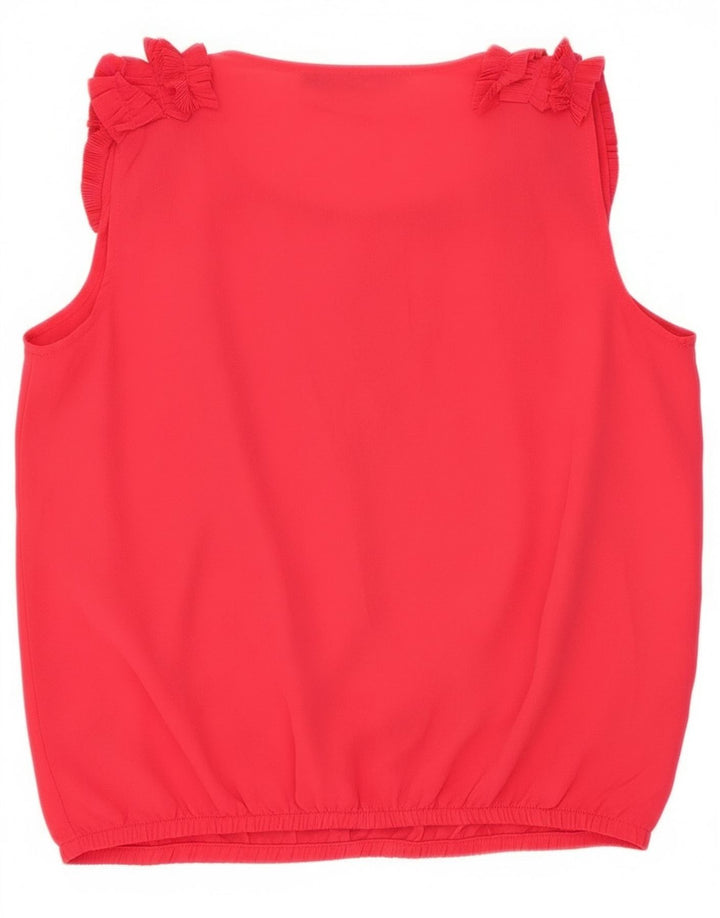 Camicetta senza maniche da donna Zara con volant sul davanti UK 14 rosso medio