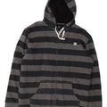DC Mens Zip Hoodie Sweater Large Grey Striped Cotton