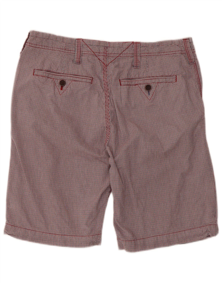 WHITE STUFF Ανδρικό σορτς Chino W34 Μεγάλο κόκκινο βαμβακερό Gingham