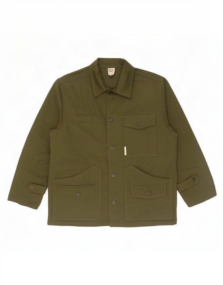 Vintage Mens Utility Jacket IT 52 XL Khaki Polyester