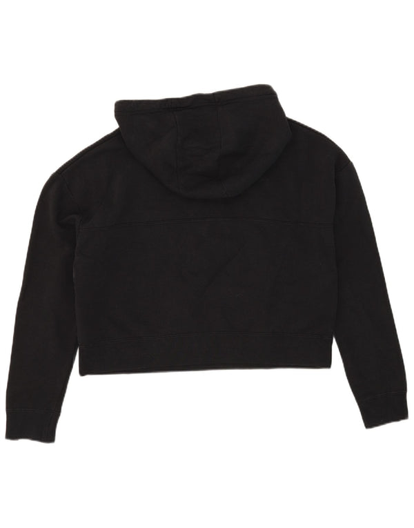 Nike Womens Oversized Crop Graphic Hoodie Pullover UK 10 Small Schwarz Baumwolle