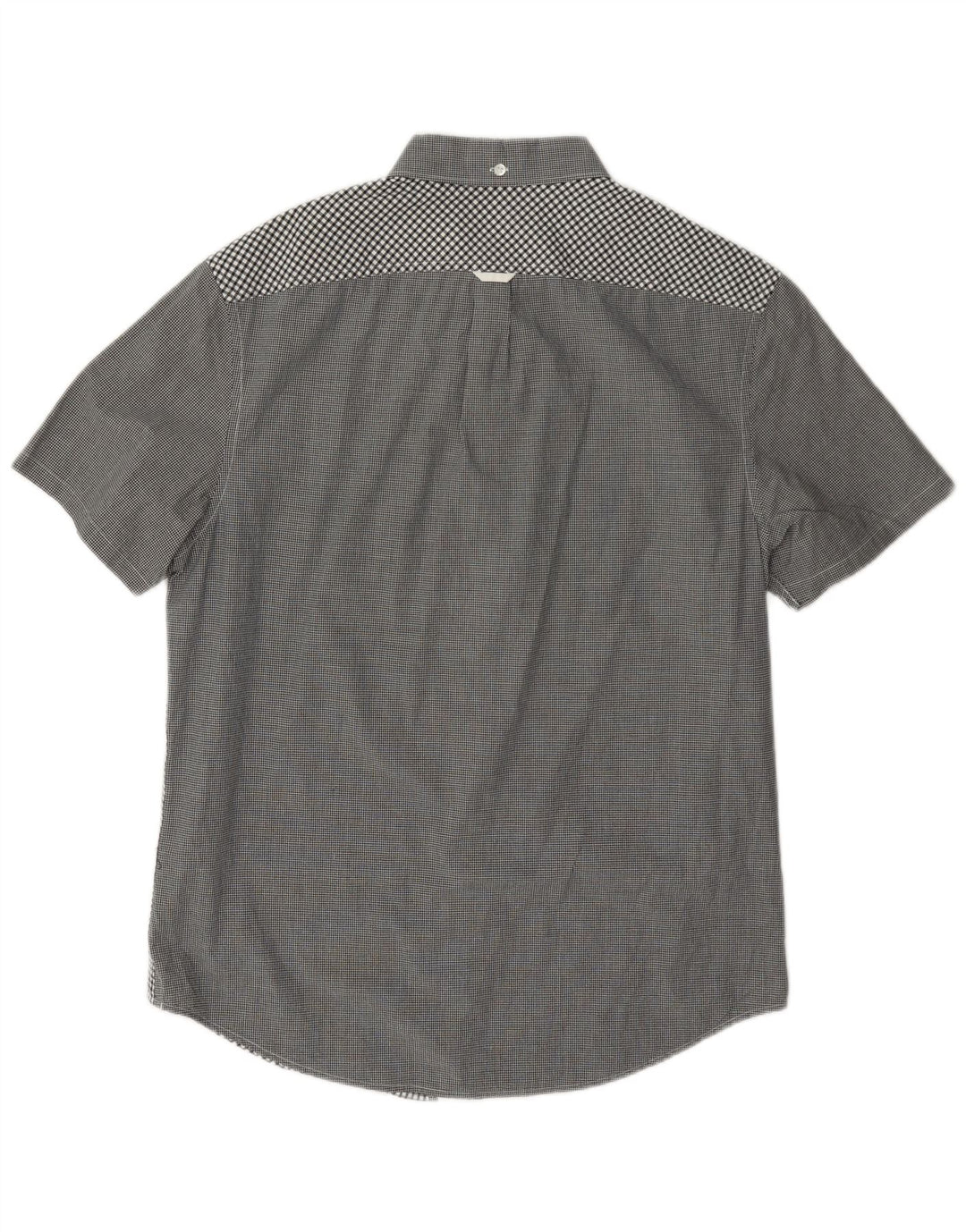 Penguin Mens Heritage Short Sleeve Shirt Medium Grey Gingham Cotton