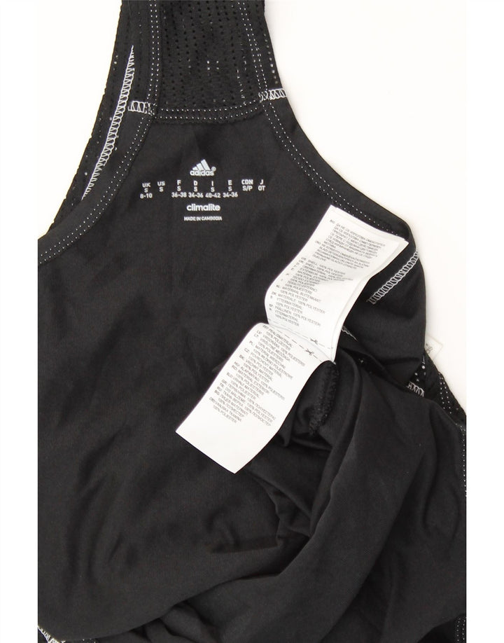 ADIDAS Womens Climalite Graphic Vest Top UK 8/10 Small Black Polyester