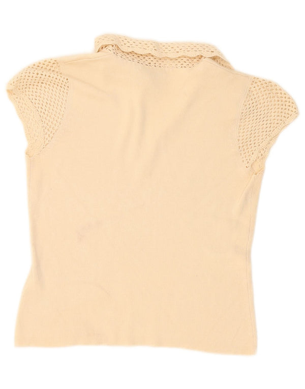 Marks & Spencer Damen Poloshirt UK 10 Small Beige Baumwolle