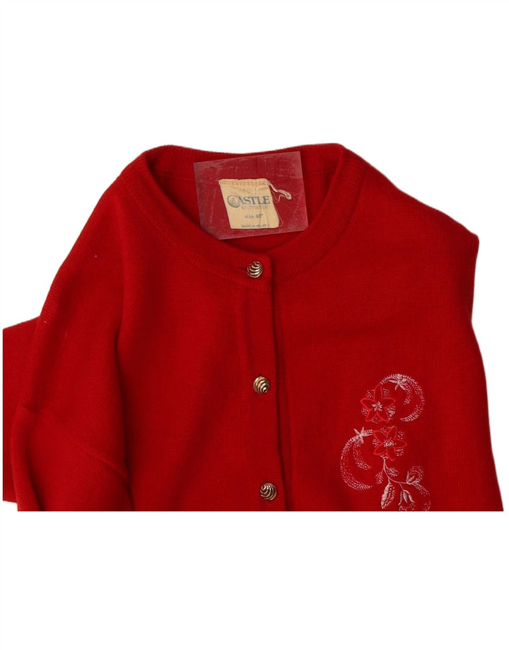VINTAGE Womens Cardigan Sweater EU 40 Medium Red Wool
