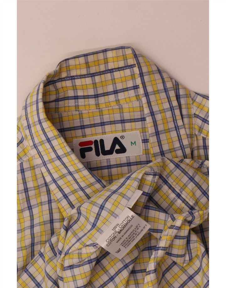 Fila Mens Short Sleeve Shirt Medium Yellow Check Cotton