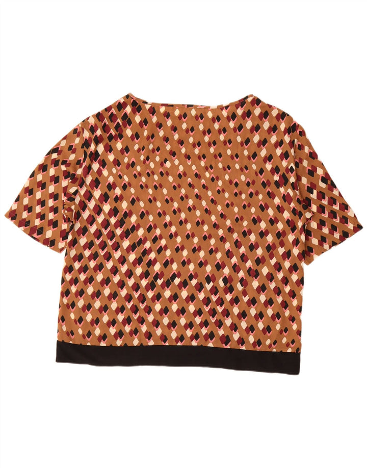 Benetton Womens Blouse Top UK 16 Large Brown Geometric