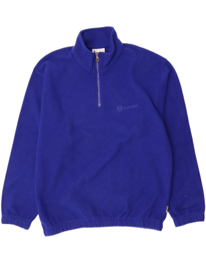 Sergio Tacchini Mens Zip Neck Fleece Jumper Medium Blue Polyester
