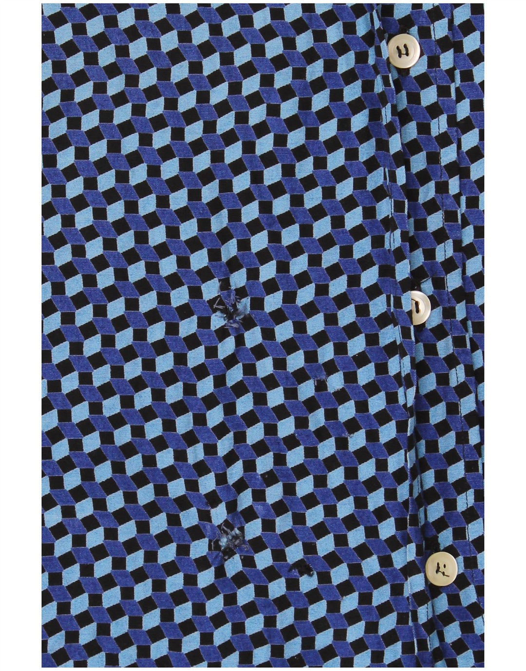 Vintage Mens Short Sleeve Shirt 2XL Blue Geometric