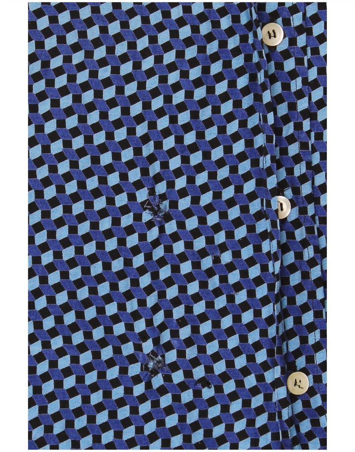 Vintage Mens Short Sleeve Shirt 2XL Blue Geometric