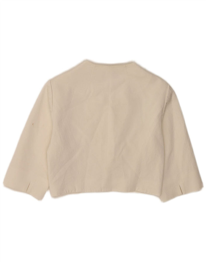 Coast Womens 3/4 Sleeve Open Bolero Jacket UK 12 Medium White Viscose